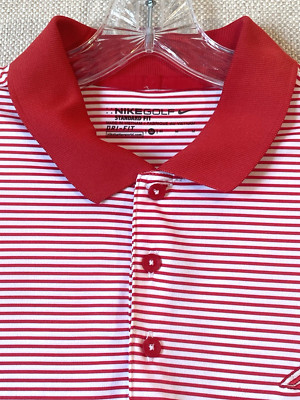 NIKEGOLF Standard Fit Dri-Fit Polo Shirt Men Sz Medium Red White Stripe w/Collab