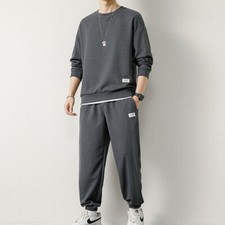 Spring Autumn Men Two-Piece Long Sleeve and Pants O Neck Running Pants Set