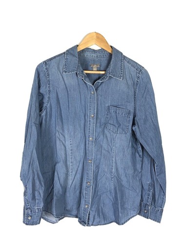 J. Jill Light Wash Denim Shirt, Size M 