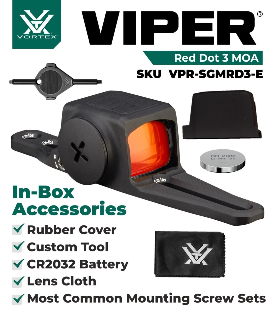 Vortex Optics Viper SG Enclosed Micro Red Dot Sights - 3 MOA Red