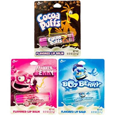 Cereal Flavored Lip Balm (3 Pack) Booberry - Frankenberry - Cocoa Puffs