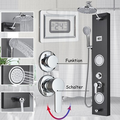 Rainfall Black Shower Panel Tower System with Massage Body Jet&Tub Spout