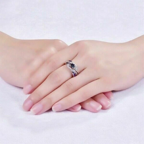 925 Silver Ring Jewelry Mystic Topaz Women Wedding Engagement Rings Size 6-10 - Picture 55 of 57
