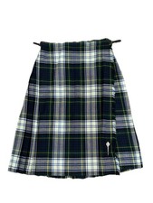 Edinburgh Woollen Mill Pleated Wool Skirt Green Blue Tartan Plaid Sz 16 US 12/14