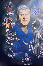 RARE 1986 EDGAR BROWN SUPER BOWL XXI NFL BILL PARCELLS NY GIANTS POSTER 65/750