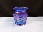 Fenton Blue Carnival Glass Frolicking Bears Spittoon - 2004 ICGA Piece