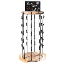 Chip Holder 5 Rows 40 Clips, 360° Swivel Wooden Base, Chip Bag Display
