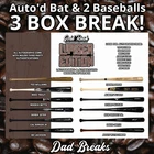 LOS ANGELES DODGERS autographed Gold Rush Bat + 2 signed Baseball: 3 BoxBreak