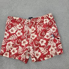 Tommy Hilfiger Swim Shorts Mens Large Hawaiian Hibiscus Pockets Swimwear Trunks