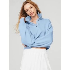 Alo Yoga Polo club Henley cropped sweatshirt ...