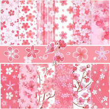 24 Sheets Pink Flower Scrapbook Paper 12X12, Double Sided Cherry