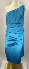 David's Bridal Blue One-Shoulder Party Dress | Size 14