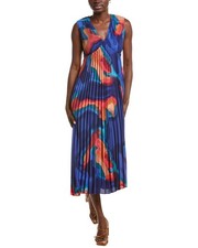 Nicole Miller Accordion Pleated Midi Dress Women's