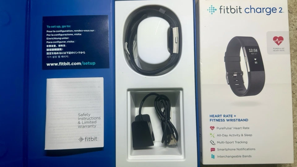 Fitbit Charge 2 HR Monitor de Ritmo Cardíaco Fitness Pulsera Rastreador Negro Grande Foto 2 de 4