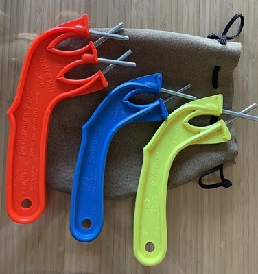 Edgemaker Pro Knife Sharpener Set of 3 Red Blue Yellow with Carry Pouch