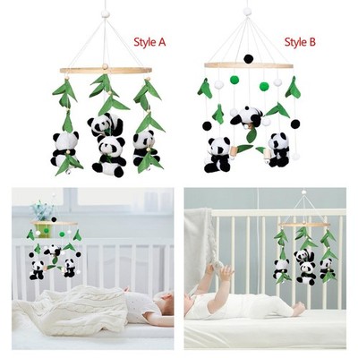 Panda Babybett Mobile Spielzeug Holz Bambusblatt und Glocken Anhänger