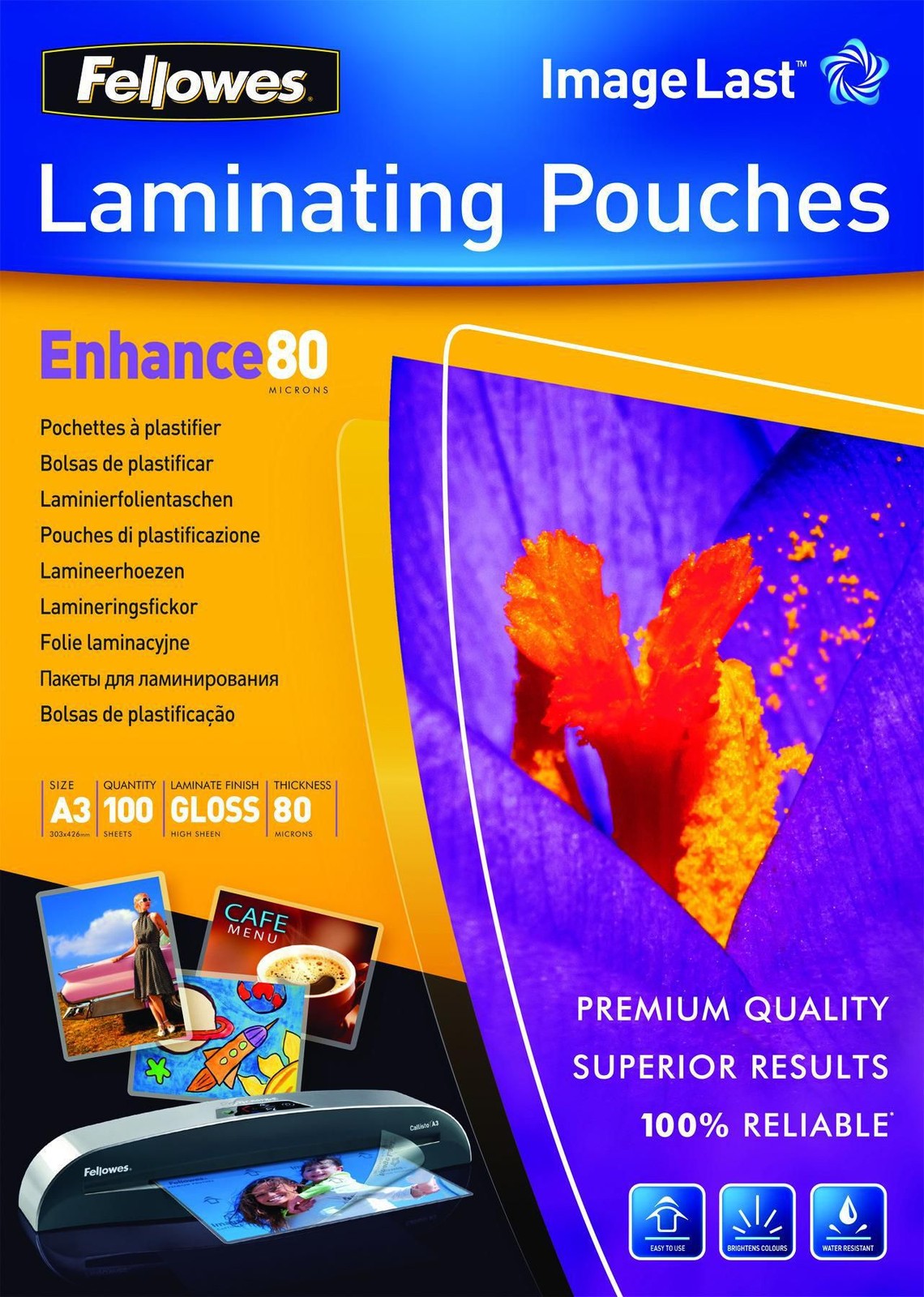 Fellowes 5306207 A3 80Mic Pouch - 100 Pack - Image 3