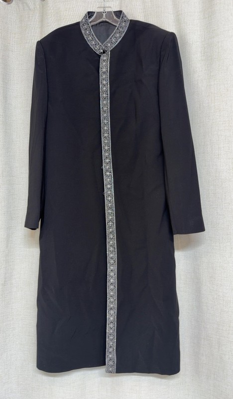 UNBRANDED Black Men's Sherwani Coat Nehru Jacket Silver Trim Sz 44