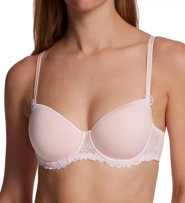 $115 Simone Perele 12X343 Delice 3D Molded Underwire Demi Bra, Blush, Size 40B