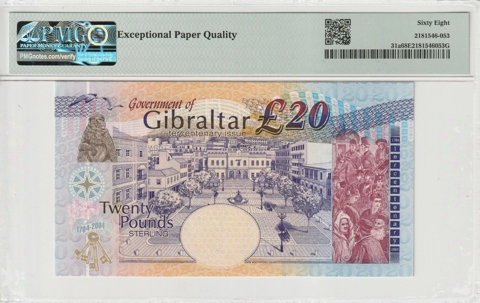 i-001519 Gibraltar 20 Pounds 2004. PMG 68 EPQ. Almost Top Pop - Image 2 of 2