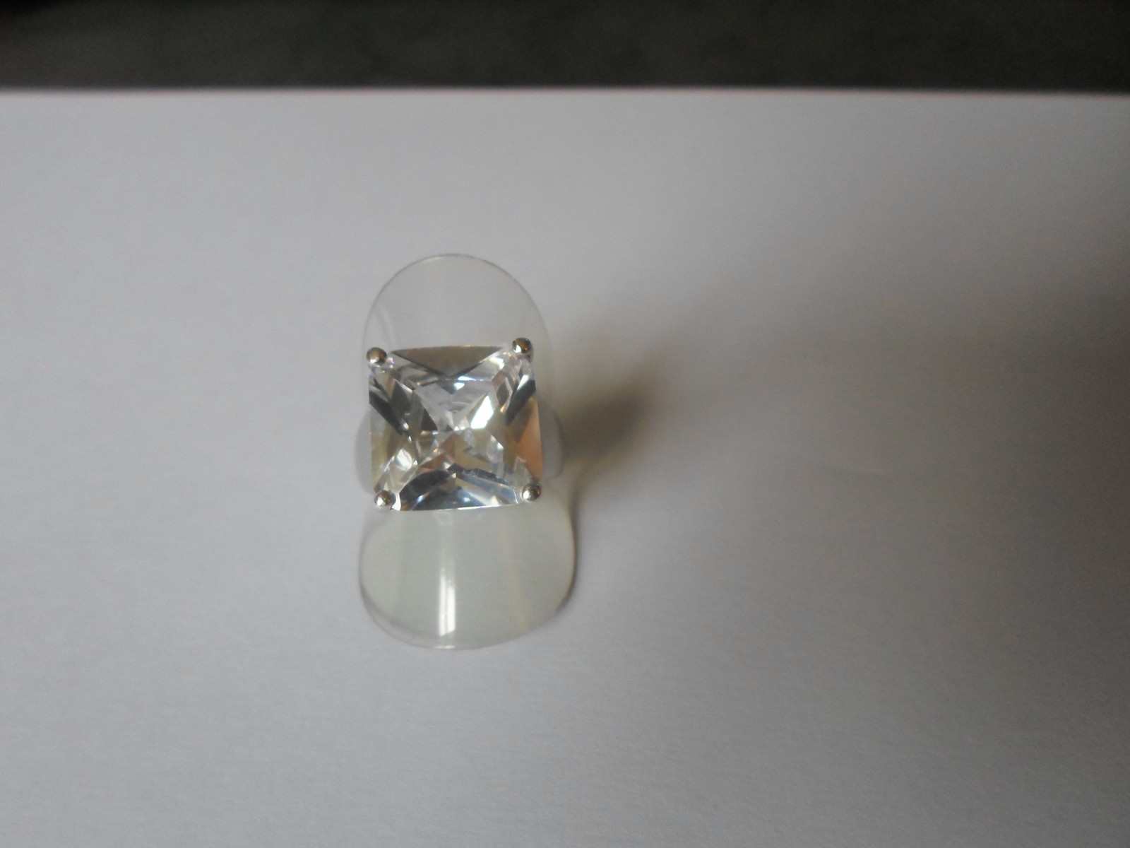 solid silver ring, zirconium square, size 55 - image 11