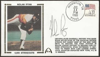 Nolan Ryan Signed 4 000 Strikeouts Gateway Stamp Cachet Houston Astros