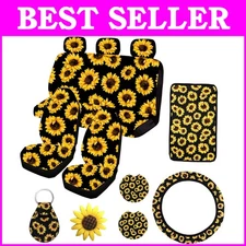 Adorable Sunflower Car Accessories Set - 12PCS for Ultimate Style and Protection