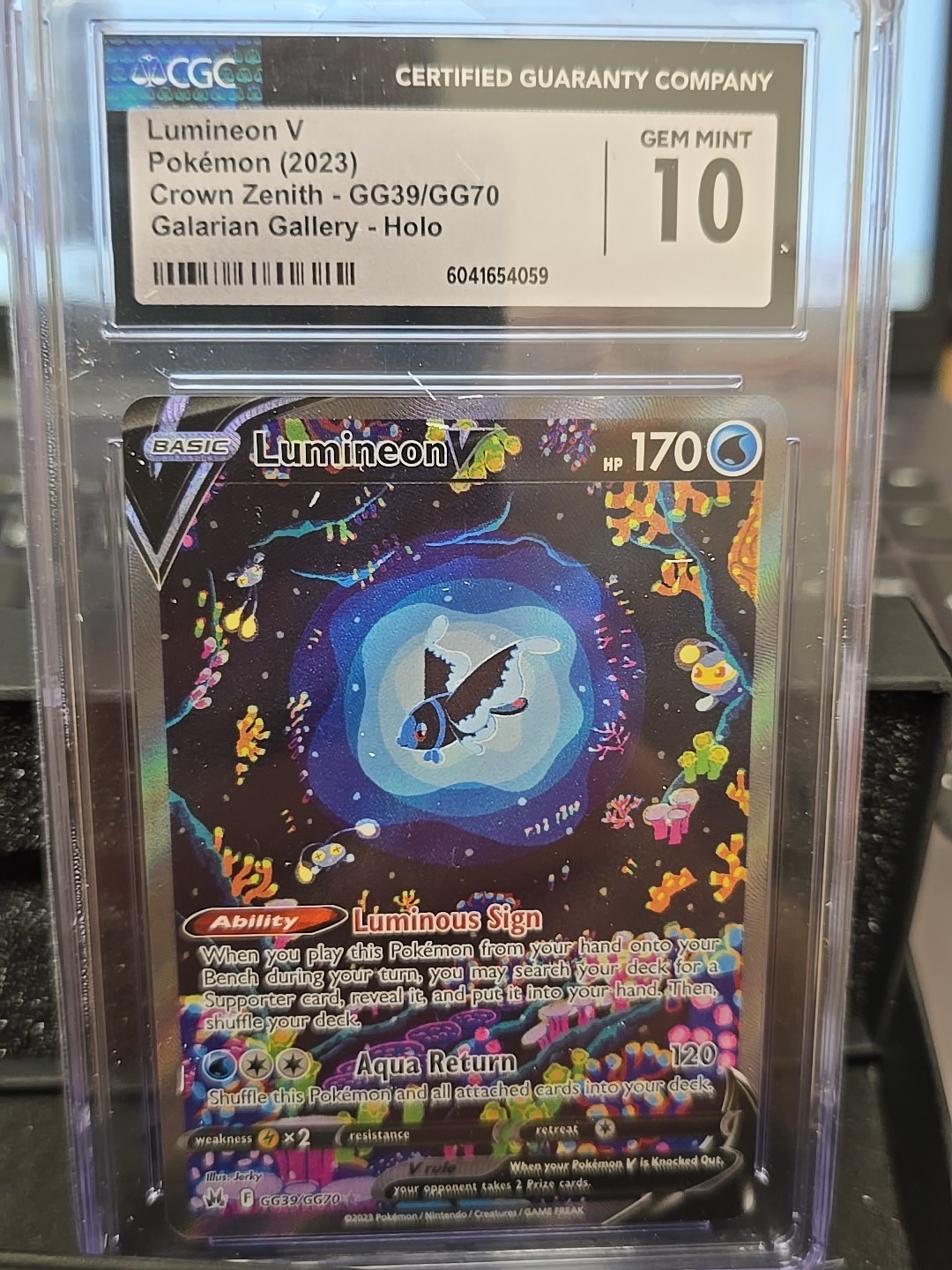 🔥💥 Lumineon V GG39/GG70 Crown Zenith: Galarian Gallery Holo CGC Gem Mint 10
