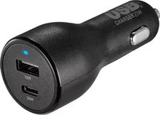 Best Buy essentials- 32 W Vehicle Charger with 1 USB-C & 1 USB Port - Black