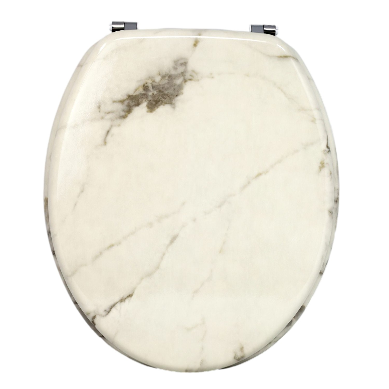 Toilet Seat Marble Effect Easy Fit Stainless Steel Hinges Bathroom Blue Canyon - Image 2