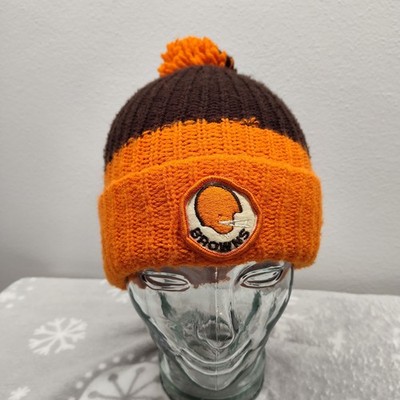 Vtg Cleveland Browns Beanie NFL Helmet Logo 70s 80s Pompom Knit Hat Cap
