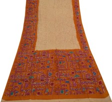 Sushila Vintage Light Brown Saree 100 Pure Cotton Printed Soft Craft Fabric