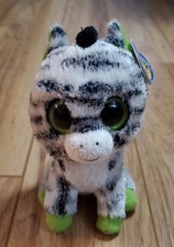 Ty Beanie Boos - ZIG-ZAG the Zebra (Solid Eyes)(Purple Tag) 6" 1st Gen