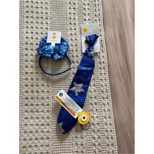 NEW Blue Sequin Star Headband and Tie Set for Kids