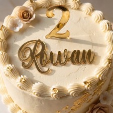Personalised Acrylic Cake Name Charm Custom Number Birthday Topper 3mm 4 Sizes