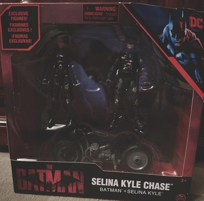The Batman + Selina Kyle Chase 4'' Action Figure Batcycle 2022 DC MIB Spin Master