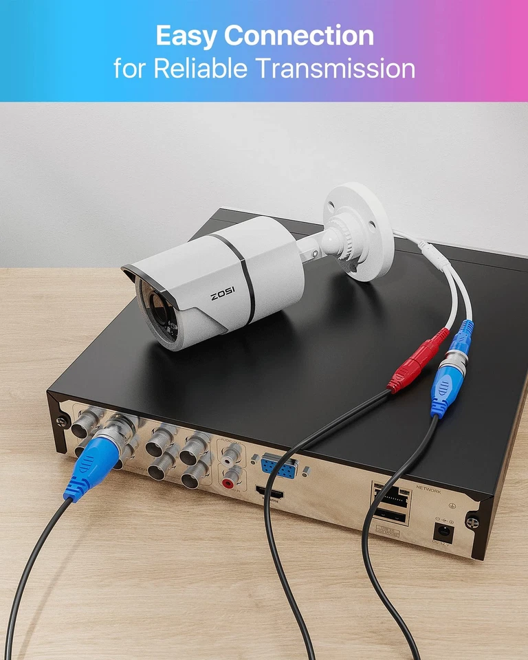 4 Pack 60Feet 18m All-in-One CCTV Video Power Cables, BNC Extension Security ... - Image 3 of 4