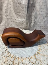 VINTAGE HANDCRAFTED NATIVE REDWOOD WHALE PUZZLE BOX TRINKET
