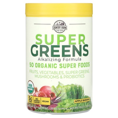 Super Greens, Alkalizing Formula, Apple Banana, 10.6 oz (300 g)