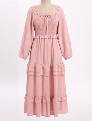 Mother Daughter Matching Boho Dress Long Sleeve Tiered Smocked Dress Holiday  ... | eBay