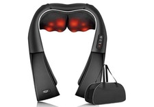 ALLJOY Shiatsu Heated Neck Shoulder Back Massager Adjustable Intensity Black