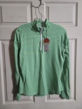 Walter Hagen Performance 11 UV Suncover 1/4 Zip: GREEN FUSION GINGHAM: NWT: SZ S