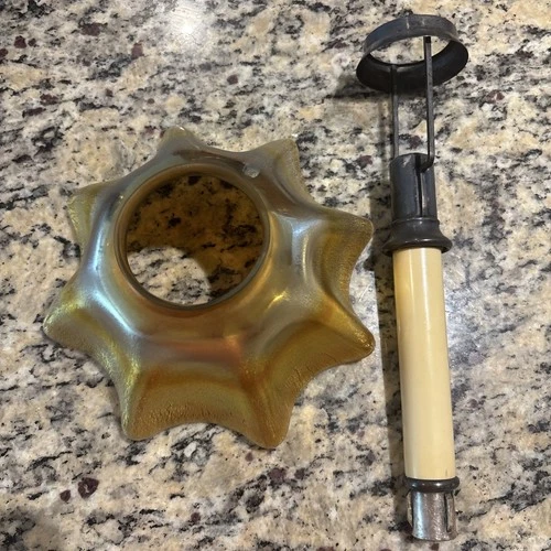 1 Comfort Tiffany Iridescent Favrile GlassCandle lamp SHADE and Hardware ONLY