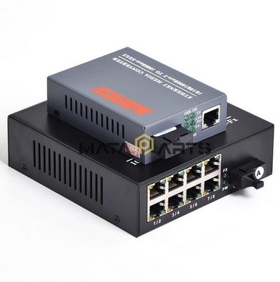 Gigabit Fiber Optic Media Converter 1 CH*SC 8 CH*RJ45 Converter Transceiver #nm