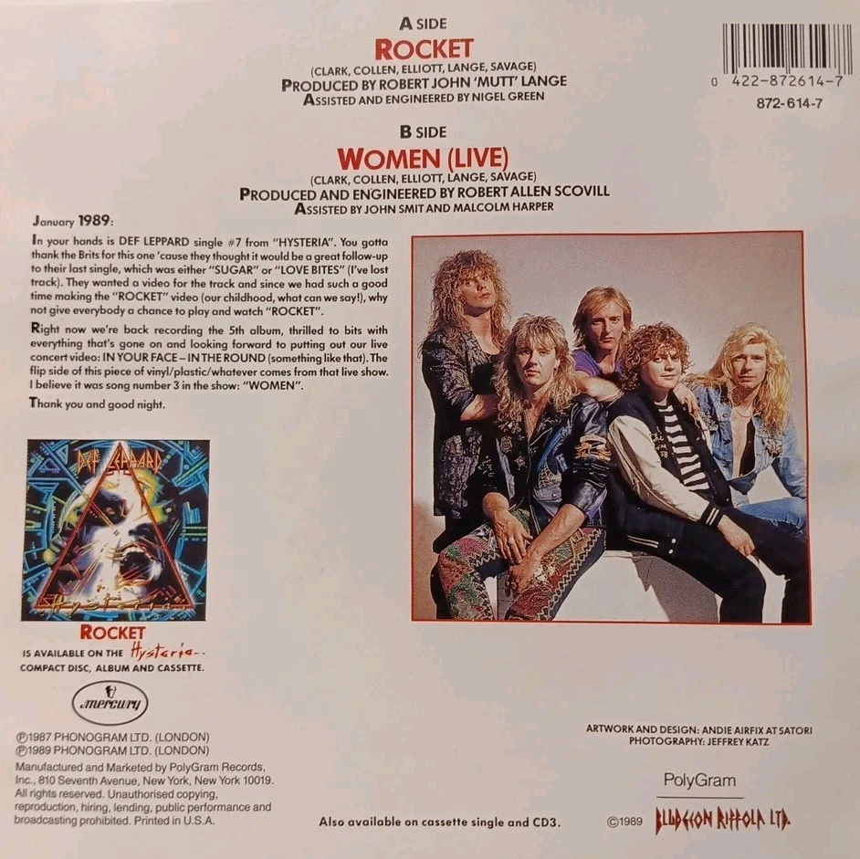 Def Leppard, Rocket, 7", ORIG PS,  RARE JUKEBOX TITLE STRIP  - NM MINUS!! - Image 4 of 4
