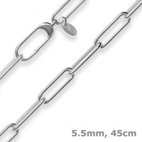 5,5Mm Ankerkette Weit Kette Collier Halskette Aus 925 Silber Rhodiniert 45Cm