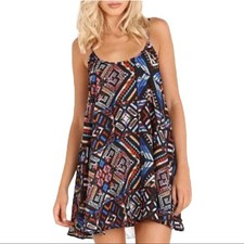 Show Me Your Mumu Black Multi Color Geometric Bella Guatemala Trapeze Dress S