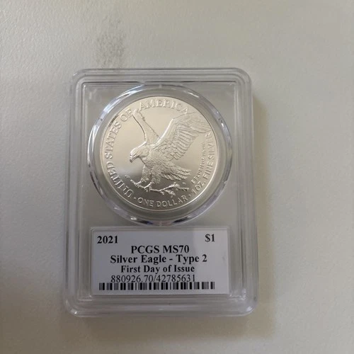 2021 American Silver Eagle MS-70 PCGS (FS Black Label Type 2) First Day Of Issue