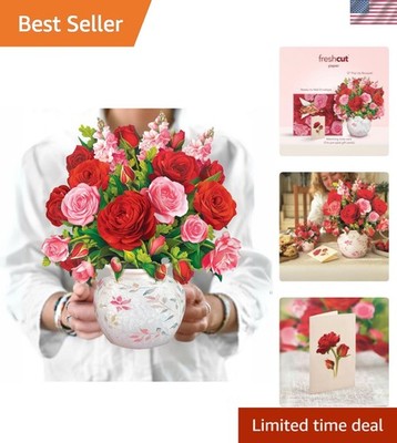 Customized 3D Blooming Roses Pop-Up Card with Envelope - Celebrate Love Uniquely