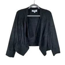 Jack By BB Dakota Big City Nights Black Open Blazer Jacket Faux Suede Size M